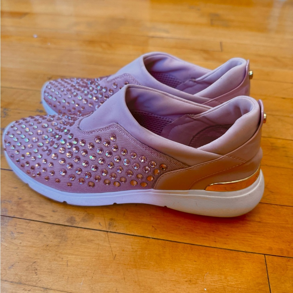Michael Kors Champagne Pink Slip-On Sneakers with Rhinestones Size 8.5 Worn Once